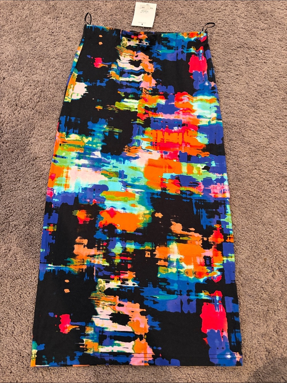 Topshop Vibrant Abstract Print Pencil Skirt - Black Multi